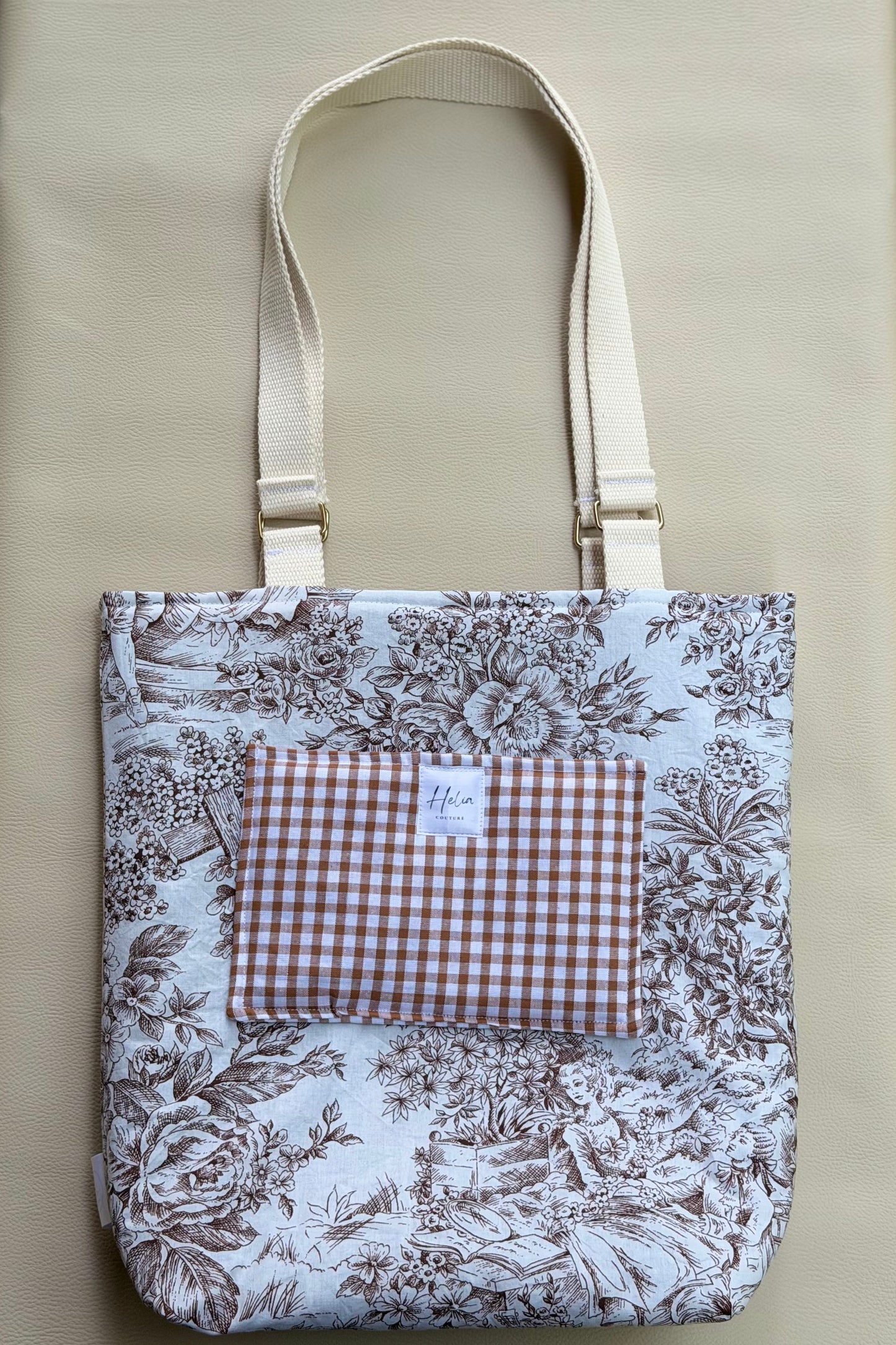 Tote bag "Douce Province" - sac cabas femme motif vichy rétro, élégant et astucieux