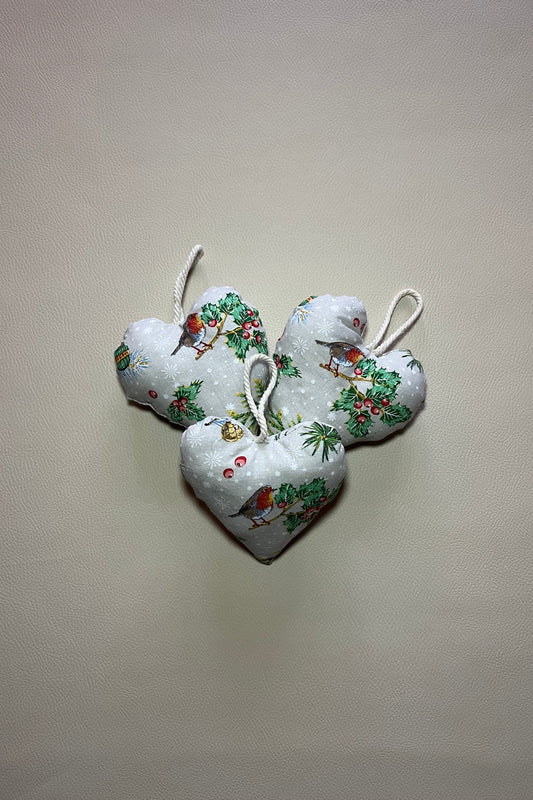 Coeurs décoratifs à suspendre "Rouge-Gorge" - Lot de 3, décoration intérieure élégante