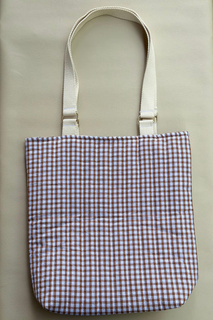 Tote bag "Douce Province" - sac cabas femme motif vichy rétro, élégant et astucieux