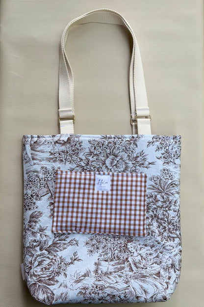 Tote bag "Douce Province" - sac cabas femme motif vichy rétro, élégant et astucieux