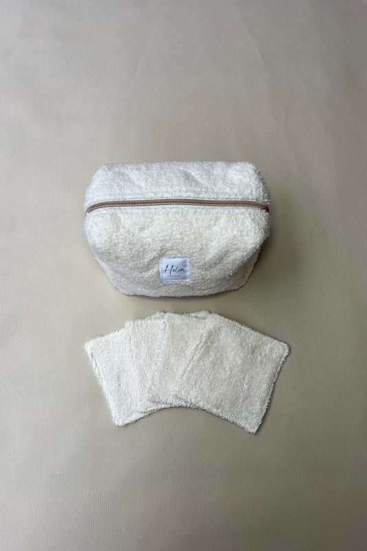 Trousse de Toilette et 7 Cotons Réutilisables "Cocon d'hiver"