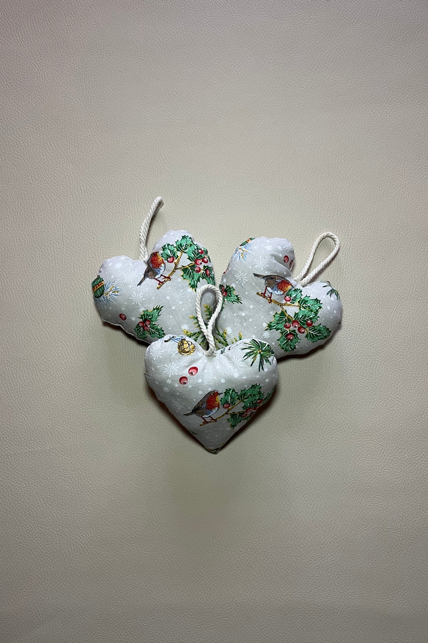 Coeur à Suspendre "Rouge-Gorge" Lot de 3