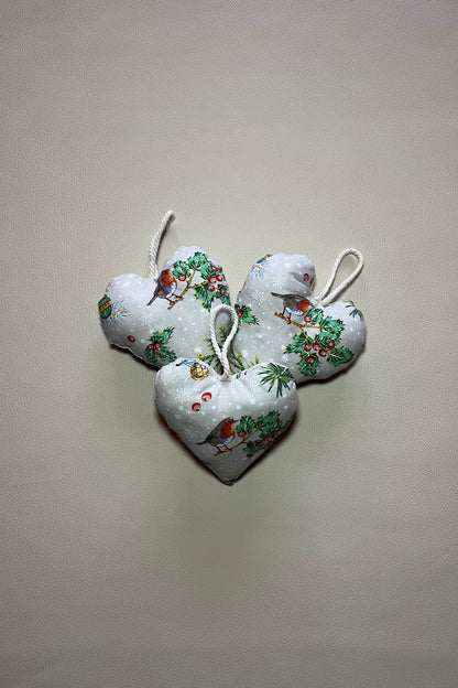 Coeur à Suspendre "Rouge-Gorge" Lot de 3