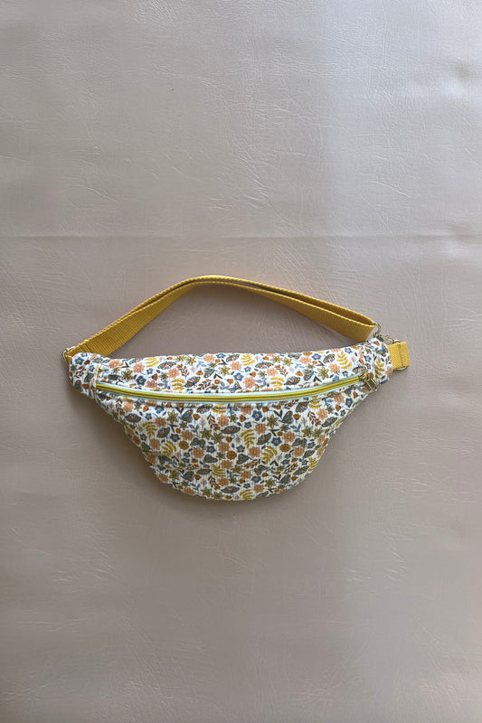 Sac banane "Bohème" - Sac banane femme motif fleuri champêtre, doux et ensoleillé