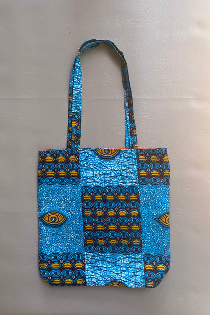 Tote Bag "Aura" - sac cabas femme motif ethnique bleu, vibrant et hypnotique
